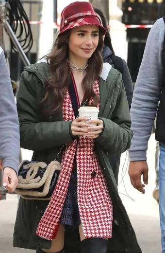 Emily Cooper Lily Collins Emily In Paris Green Hooded Coat