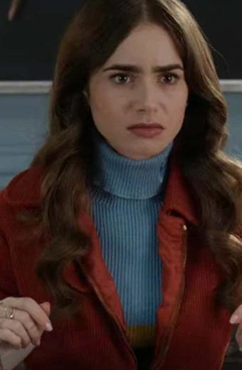 Lily Collins Emily Cooper Emily in Paris Brown Wool Jacket