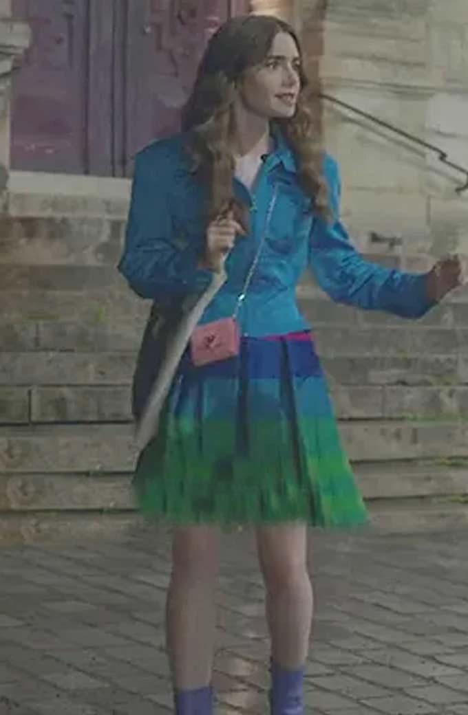 Lily Collins Emily Cooper Emily in Paris Blue Cotton Jacket
