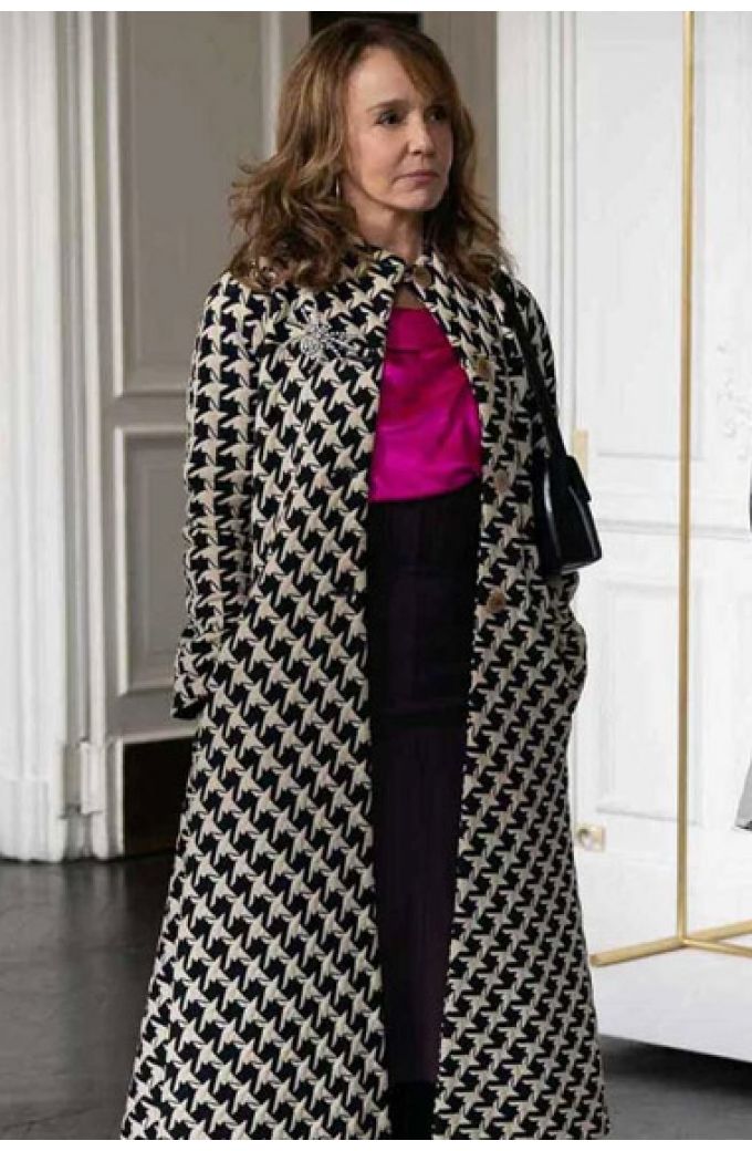 Emily In Paris Sylvie Grateau Black And White Checkered Cloak