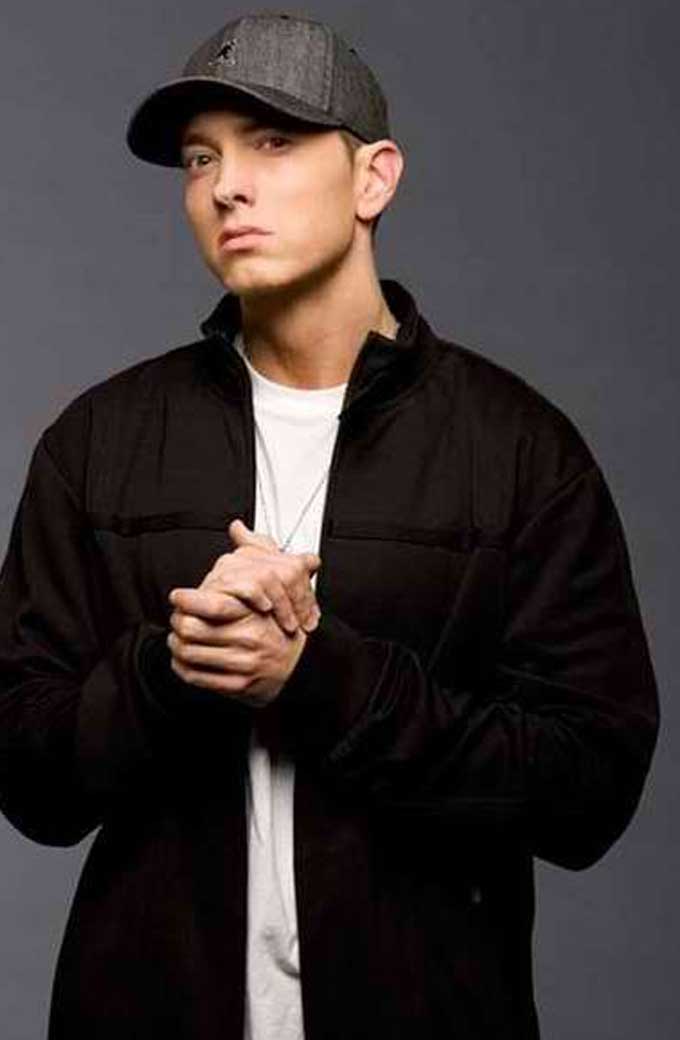 Mens Eminem Marshall Mathers Casual Bomber Black Cotton Jacket
