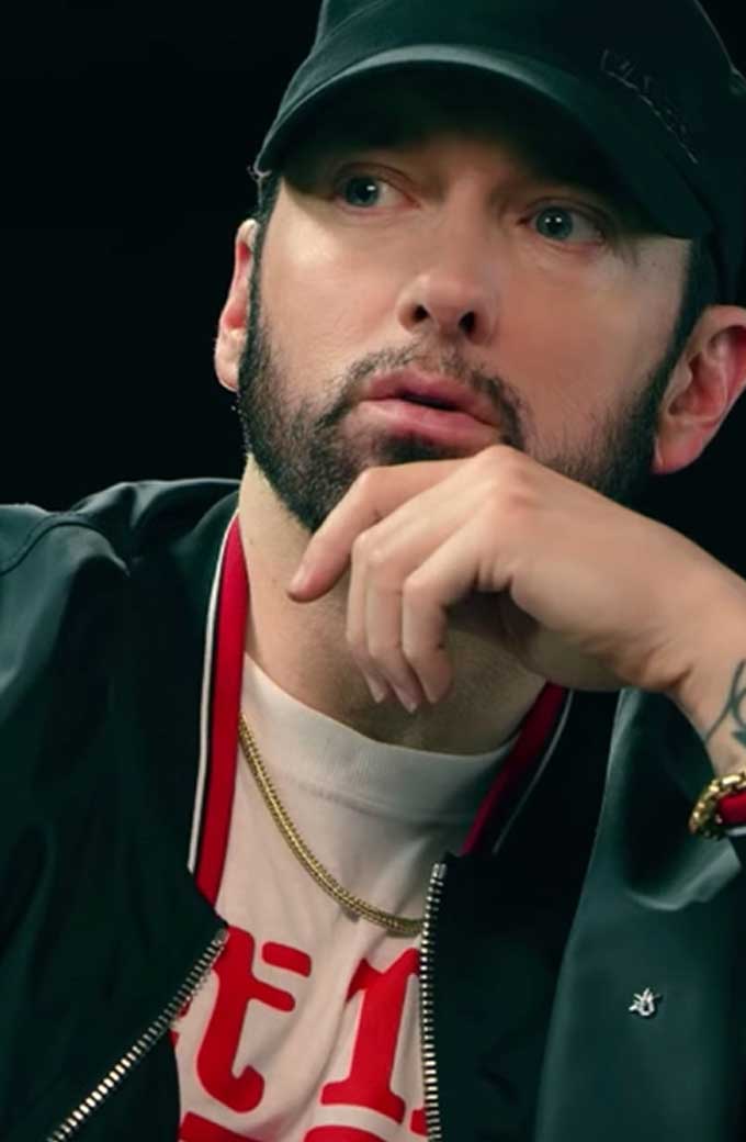 Kamikaze Eminem Marshall Mathers Bomber Black Leather Jacket