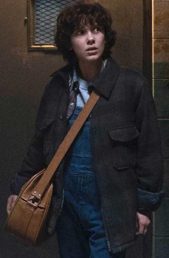 Enola Holmes Millie Bobby Brown Plaid Grey Flannel Jacket