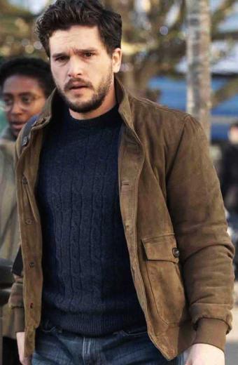 Kit Harington Eternals Movie Dane Whitman Brown Suede Jacket
