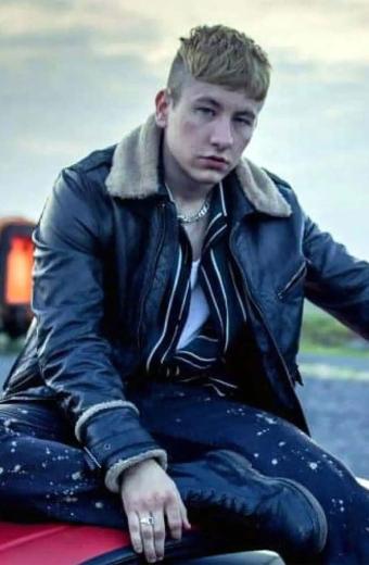 Barry Keoghan Eternals Druig Bomber Black Leather Fur Jacket