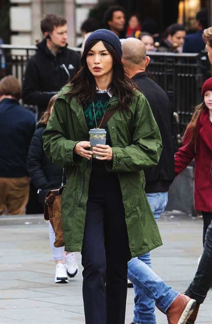 Eternals Movie Gemma Chan Sersi Green Cotton Trench Coat
