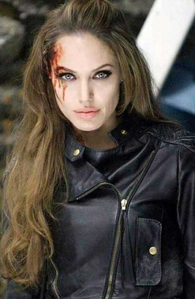 Eternals Movie Angelina Jolie Thena Biker Black Leather Jacket