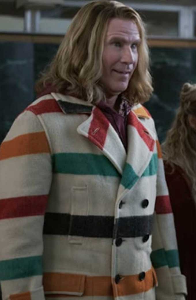 Lars Erickssong Will Ferrell Eurovision White Wool Trench Coat
