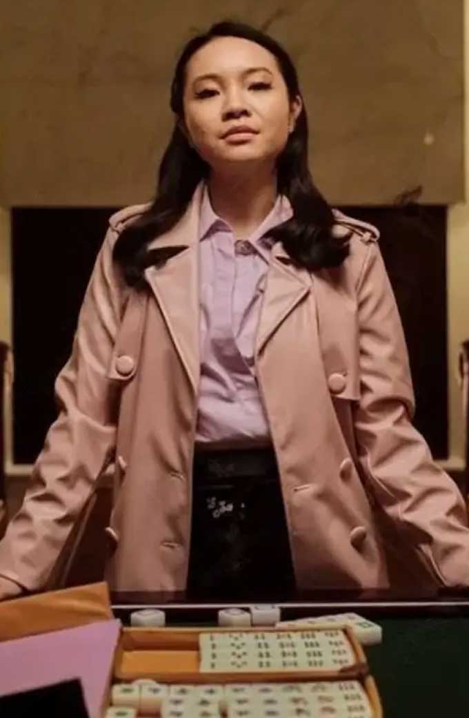 Rebecca Li Jennifer Tong Fakes Pink Leather Trench Coat