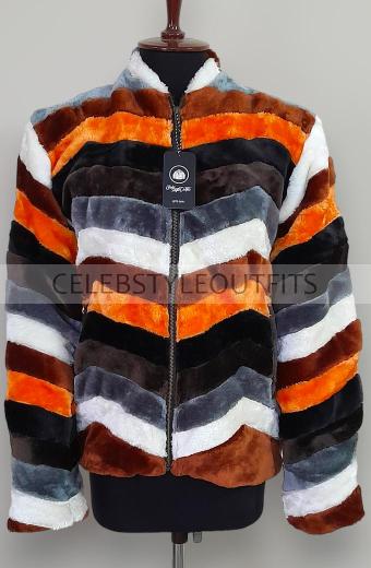 Mary Elizabeth Winstead Fargo Nikki Swango Stripes Fur Jacket