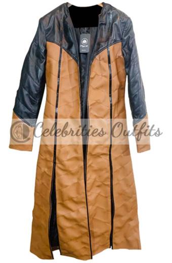 Claudia Black Farscape Aeryn Sun Brown Leather Trench Coat