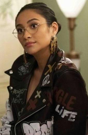 Stella Cole Dollface Shay Mitchell Black Biker Leather Jacket