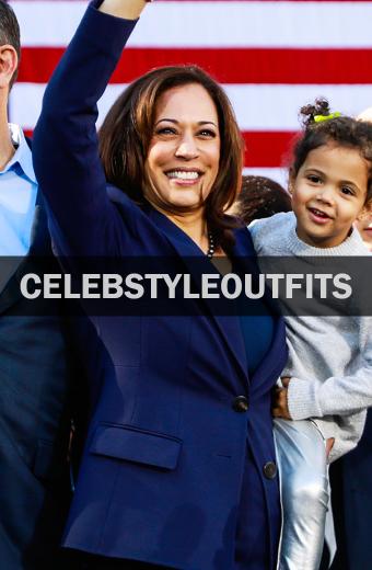 California Stepmom Stigma Rally Kamala Harris Blue Wool Coat