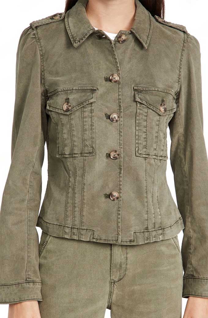 Lucy Tara NCIS Hawaii Yasmine Al-Bustami Green Denim Jacket