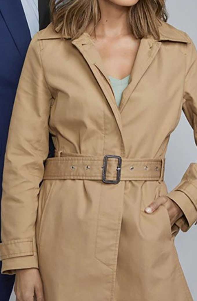 Nathalie Kelley To Catch A Spy Beige Cotton Trench Coat to-catch-a-spy-nathalie-kelley-coat