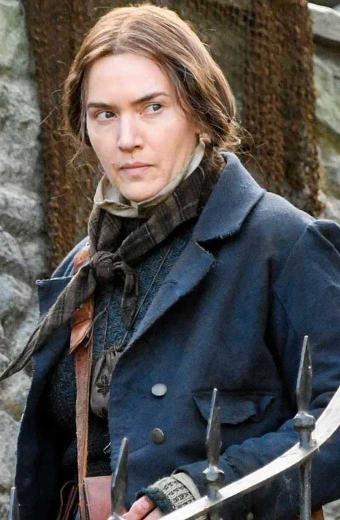 Mary Anning Kate Winslet Ammonite Cropped Blue Trench Jacket