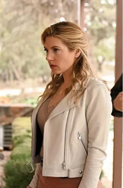 Katheryn Winnick Jenny Hoyt Big Sky White Biker Leather Jacket katheryn-winnick-big-sky-jacket