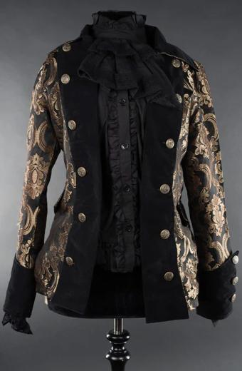 Gold Brocade Women Pirate Black Designer Coat