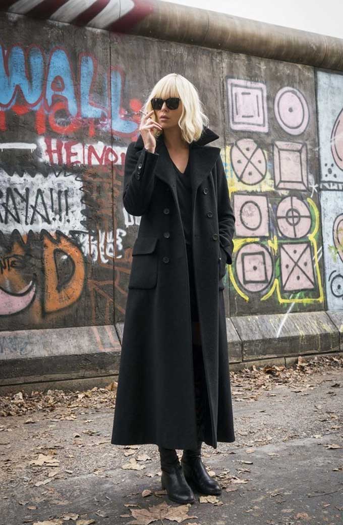 Charlize Atomic Blonde Lorraine Broughton Black Coat