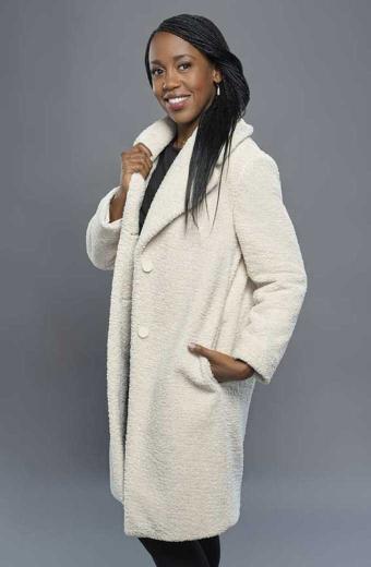 Hannah Rukiya Bernard Christmas In Evergreen White Trench Coat