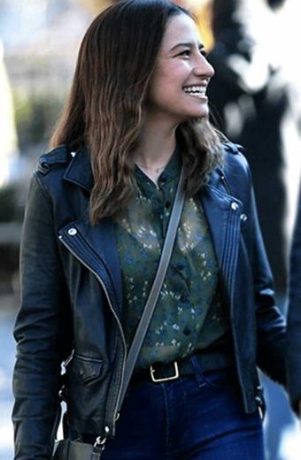Lucy Ilana Glazer False Positive Biker Black Leather Jacket