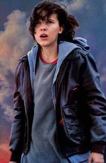 Millie Bobby Godzilla Madison Russell Black Leather Jacket