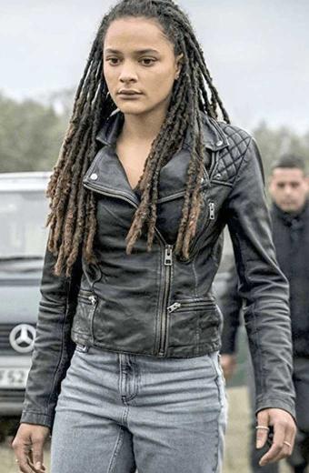 Sasha Lane Alice Monaghan Hellboy Biker Black Quilted Jacket