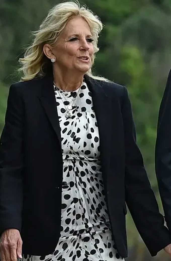 Jill Biden First Lady of US Black Womens Cotton Trench Jacket