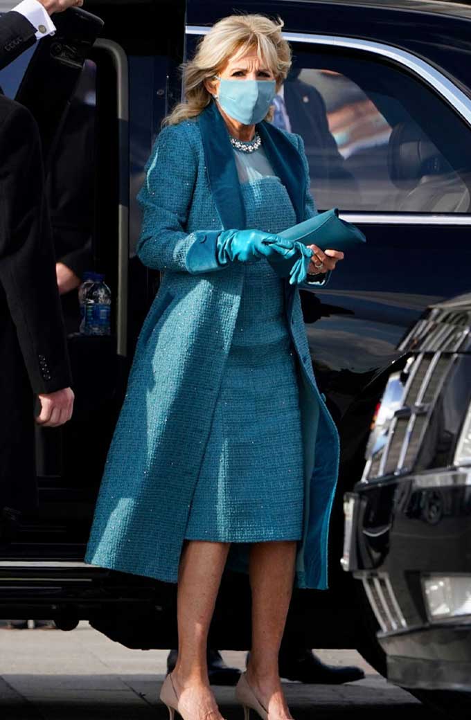Jill Biden First Lady Of US Blue Womens Tweed Trench Coat