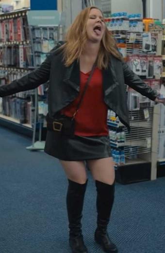 Amy Schumer Life And Beth TV Series Black Leather Drape Jacket