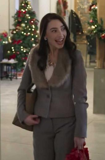 Natalie Dreyfuss Holly Fixing Up Christmas Grey Cotton Blazer