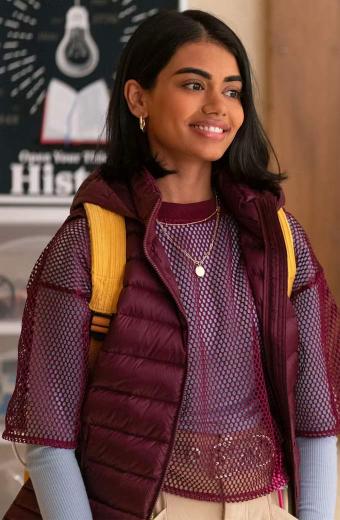 Megan Suri Never Have I Ever Aneesa Qureshi Puffer Vest