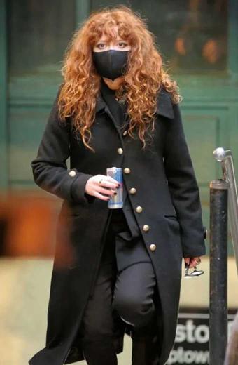 Nadia Vulvokov Natasha Lyonne Russian Doll Black Cotton Coat
