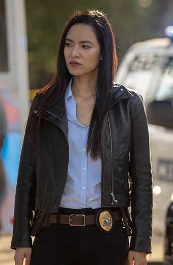 Jessica Matten Tribal Sam Woodburn Biker Black Leather Jacket
