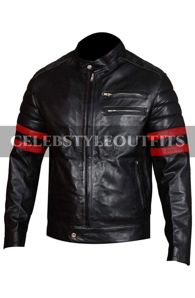 Brad Pitt Fight Club Tyler Durden Mayhem Black Leather Jacket