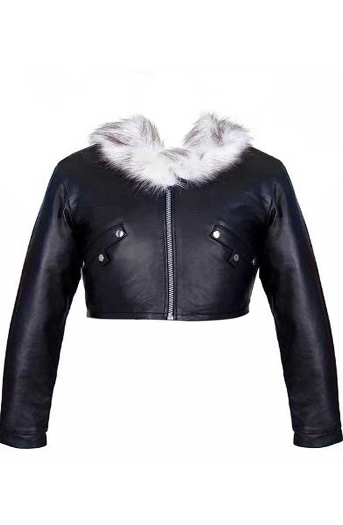 Final Fantasy VIII Squall Leonhart Cosplay Leather Fur Collar Jacket