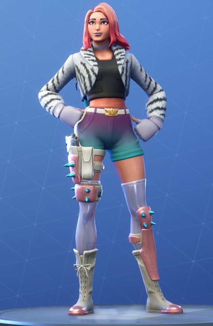 Wilde Fortnite Battle Royale Cosplay Grey Cropped Fur Jacket