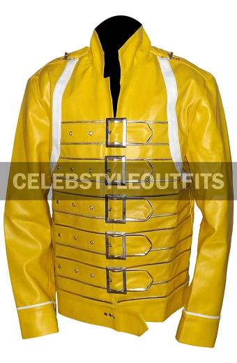 Queen Freddie Mercury Concert Yellow Belted Leather Jacket