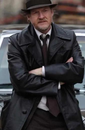 Gotham Donal Logue Harvey Bullock Black Leather Trench Coat