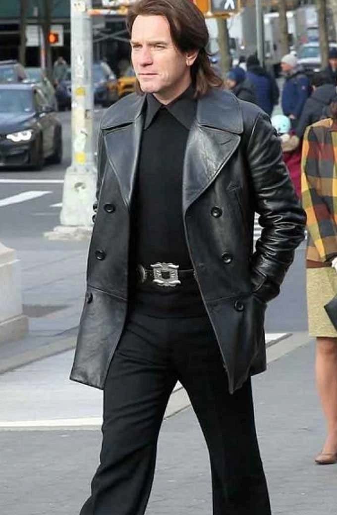Halston Netflix TV Series Ewan McGregor Black Leather Coat