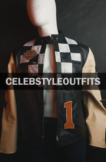 Harley Davidson Motorcycles Black Biker Checked Leather Jacket