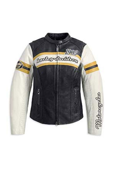 Harley Davidson Motorcycles 1903 Black White Leather Jacket