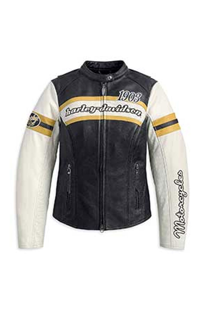 Harley Davidson Motorcycles 1903 Black White Leather Jacket