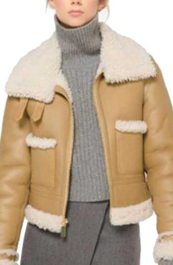 Renee Segna Riley Voelkel Hightown Beige Suede Leather Jacket