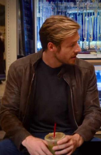 Luke Bracey Jackson Holidate Mens Brown Biker Leather Jacket