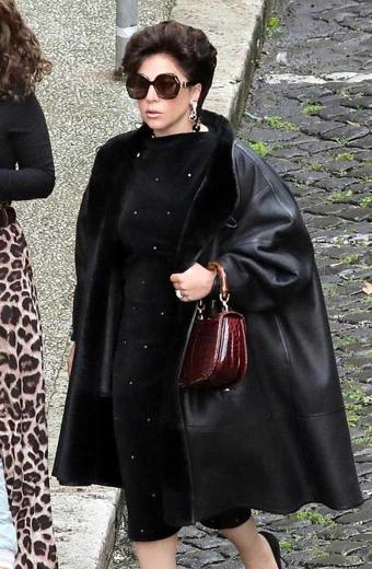 House Of Gucci Lady Gaga Patrizia Reggiani Black Leather Coat
