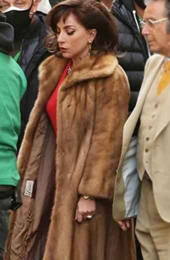 Lady Gaga House Of Gucci Patrizia Reggiani Brown Fur Coat