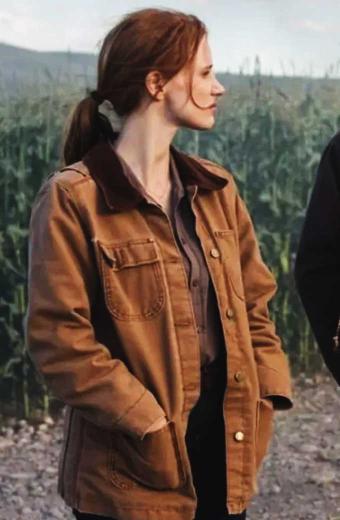Murph Interstellar Jessica Chastain Womens Brown Cotton Jacket