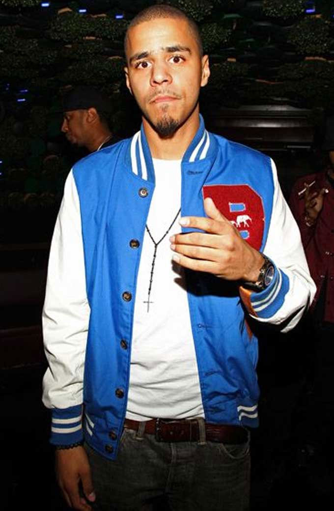 J Cole Brooklyn Circus Blue White Bomber Satin Varsity Jacket