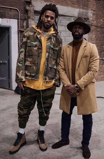 Mens Casual J Cole Bomber Army Green Camouflage Cotton Jacket